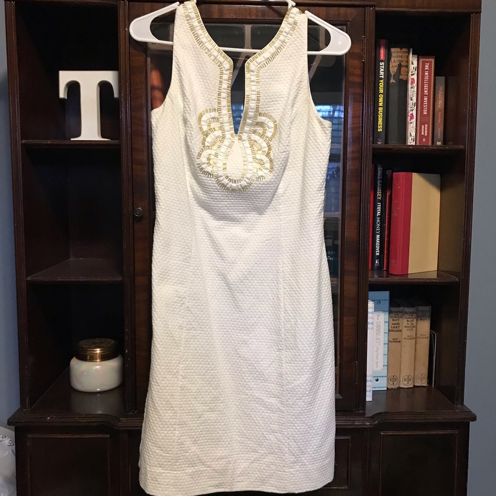 Lilly Pulitzer White Beaded Shift Dress